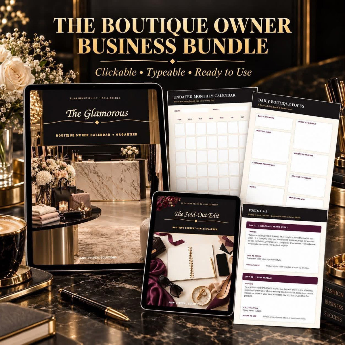 The Glamorous Boutique Owner Calendar & Organizer